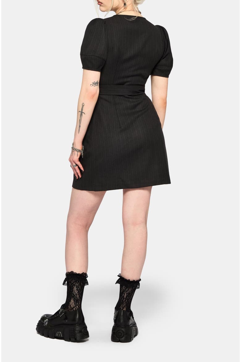 Meliora Wrap Embroidered Mini Dress, Alternate, color, Black