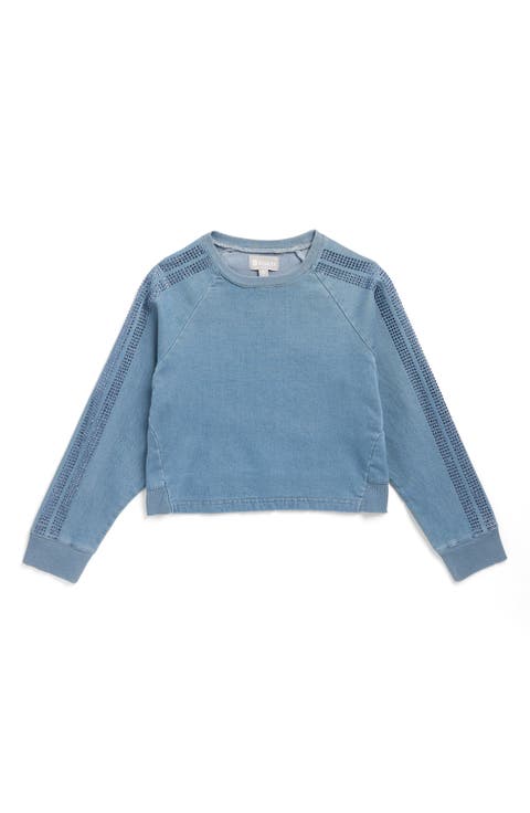 Kids
 Rhinestone Detail Denim Sweatshirt (Big Kid)