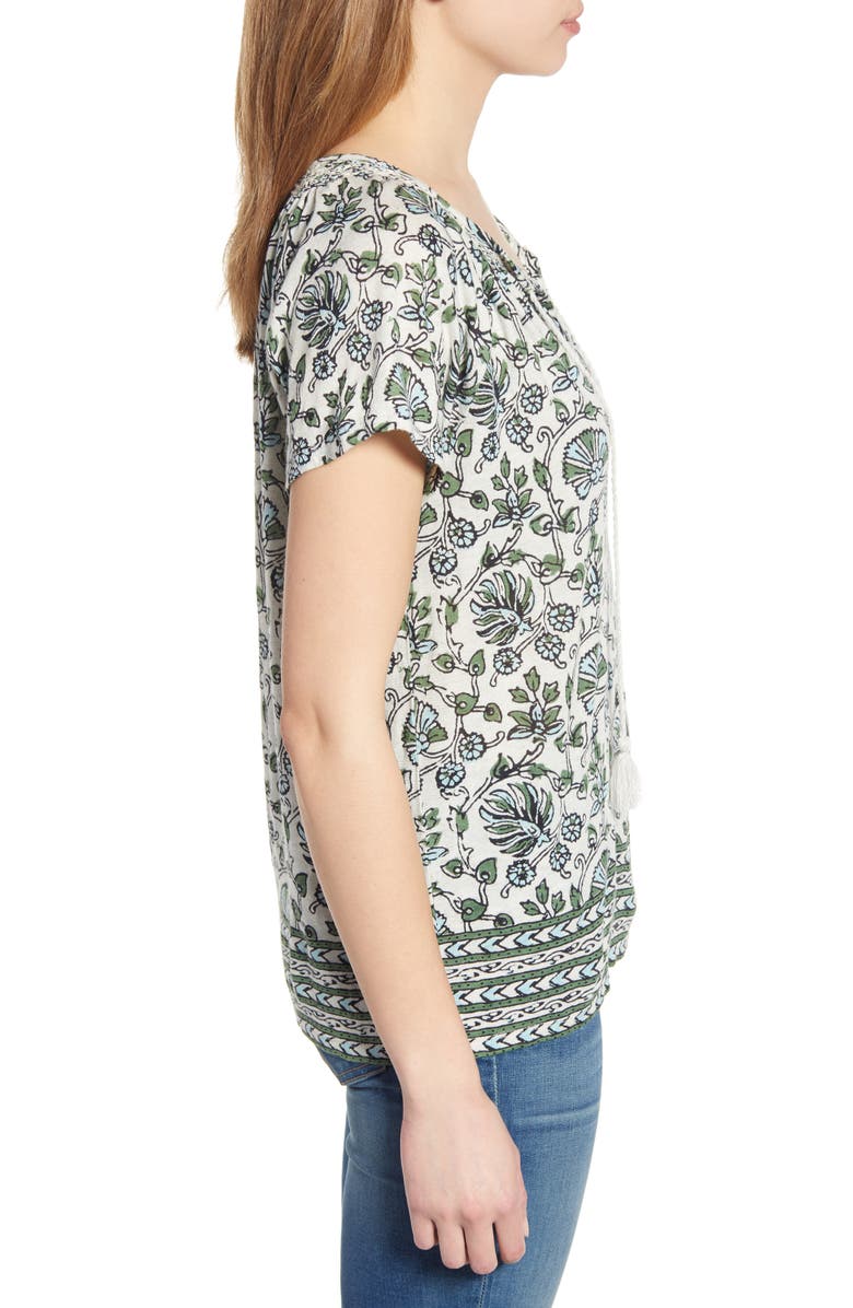 Lucky Brand Border Print Smocked Top, Alternate, color, 