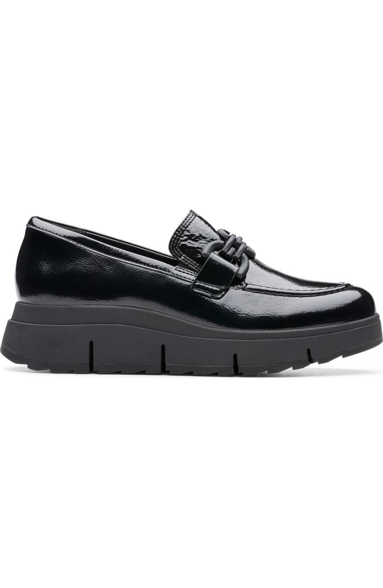 Clarks<sup>®</sup> Loriini Izzy Platform Wedge Bit Loafer, Alternate, color, Black Patent