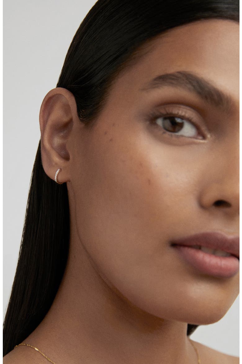 Lab Created Diamond Pavé Huggie Hoop Earrings, Alternate, color, 14K SOLID GOLD