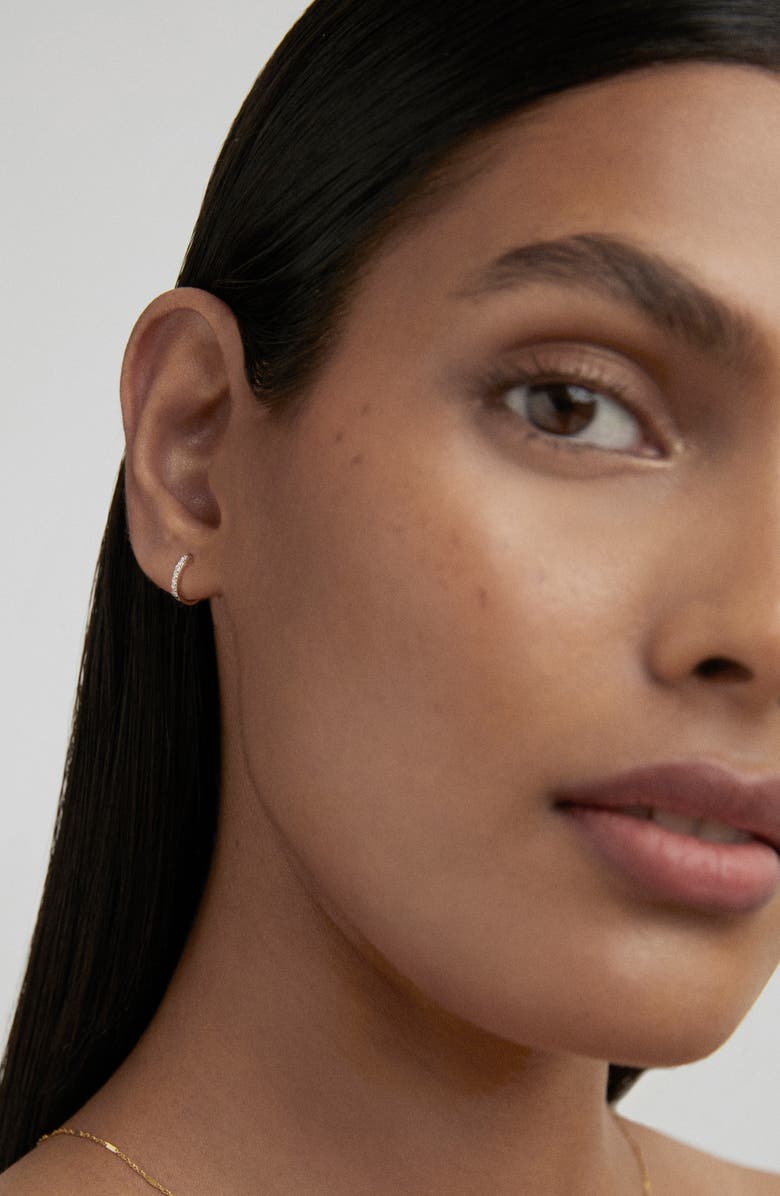 Monica Vinader Lab Created Diamond Pav‚ Huggie Hoop Earrings, Alternate, color, 14K Solid Gold