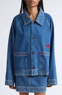 Bode Embroidered Cotton Denim Jacket
