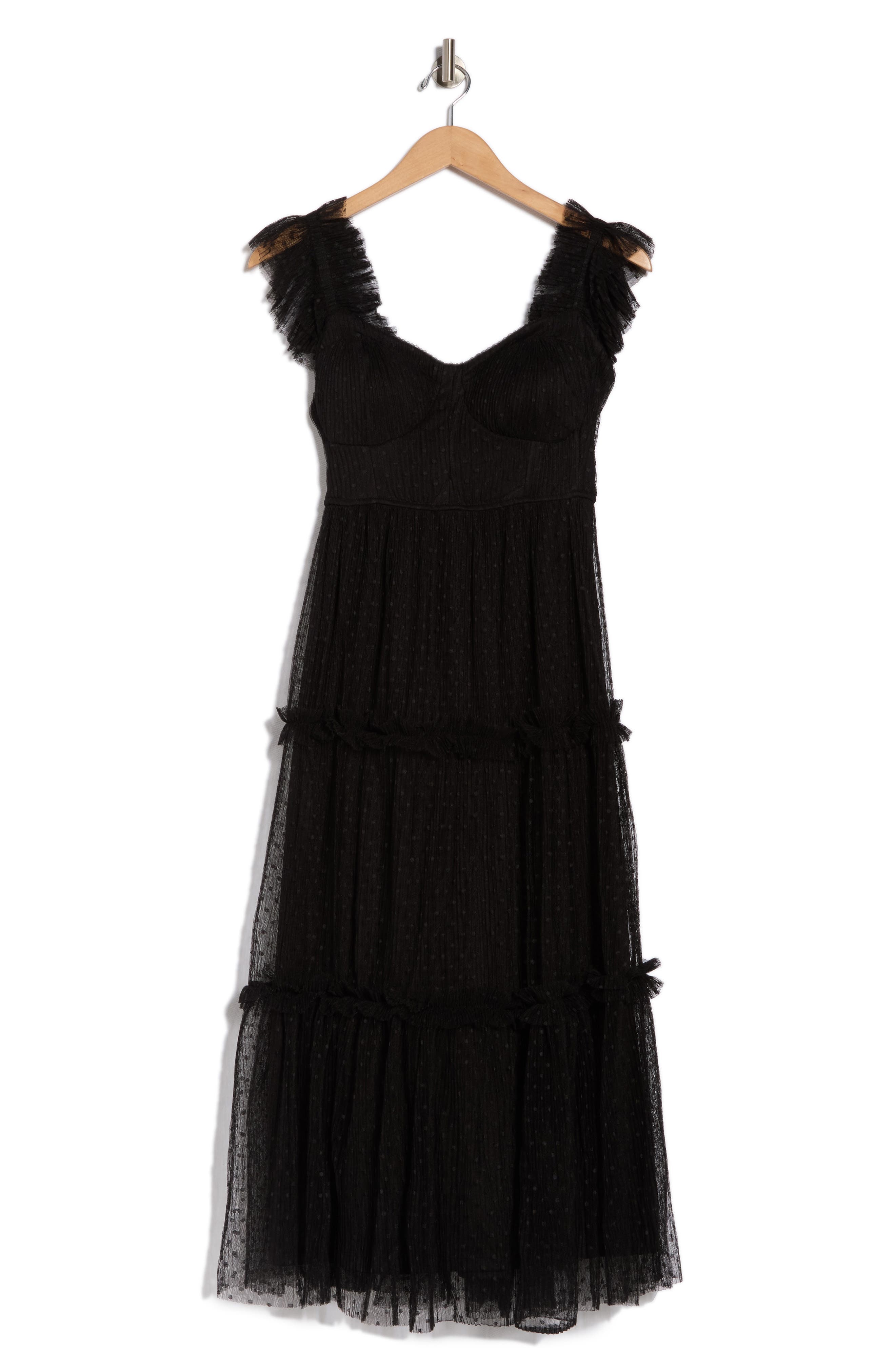 Mesh Tiered Midi Dress