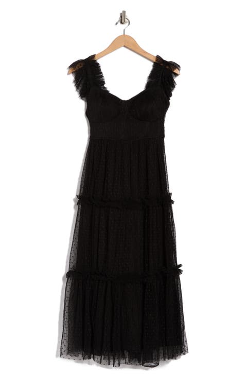 Mesh Tiered Midi Dress
