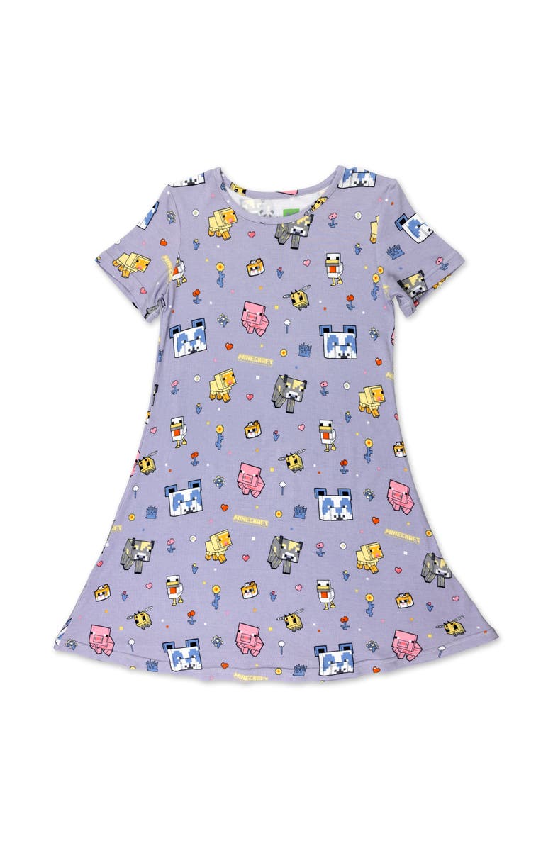 Bellabu Bear Kids' Minecraft Pixel Pals Short Sleeve Dress, Main, color, Minecraft Pixel Pals