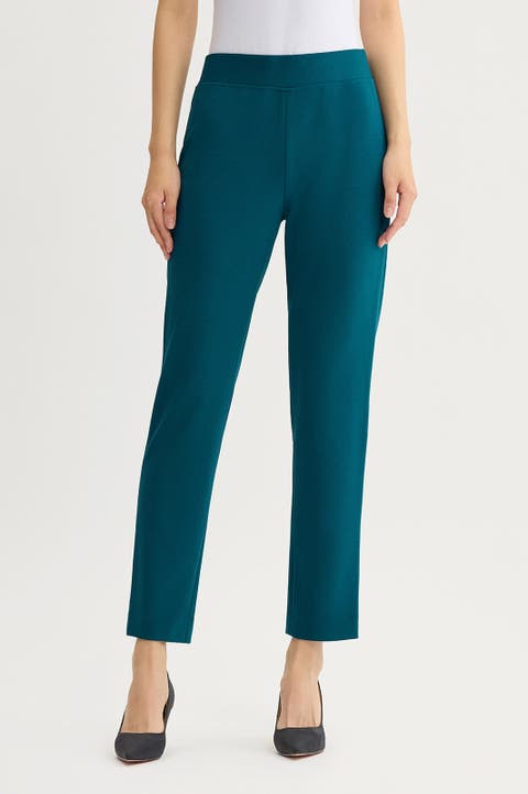 Stretch Deco Crepe Straight Leg Pants