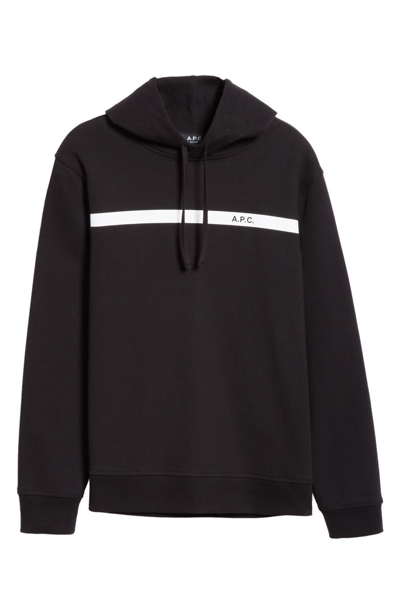 A.P.C. Logo Stripe Hooded Sweatshirt, Alternate, color, 