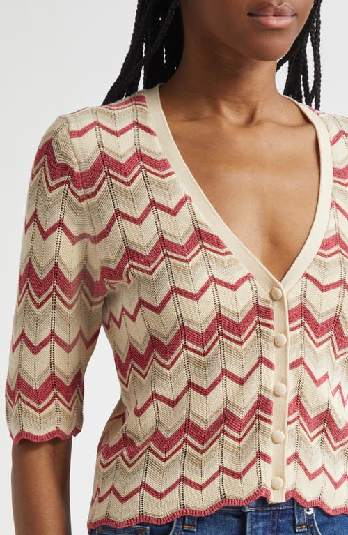 Shop Ramy Brook Alec Chevron Metallic Stripe Cotton Blend Cardigan