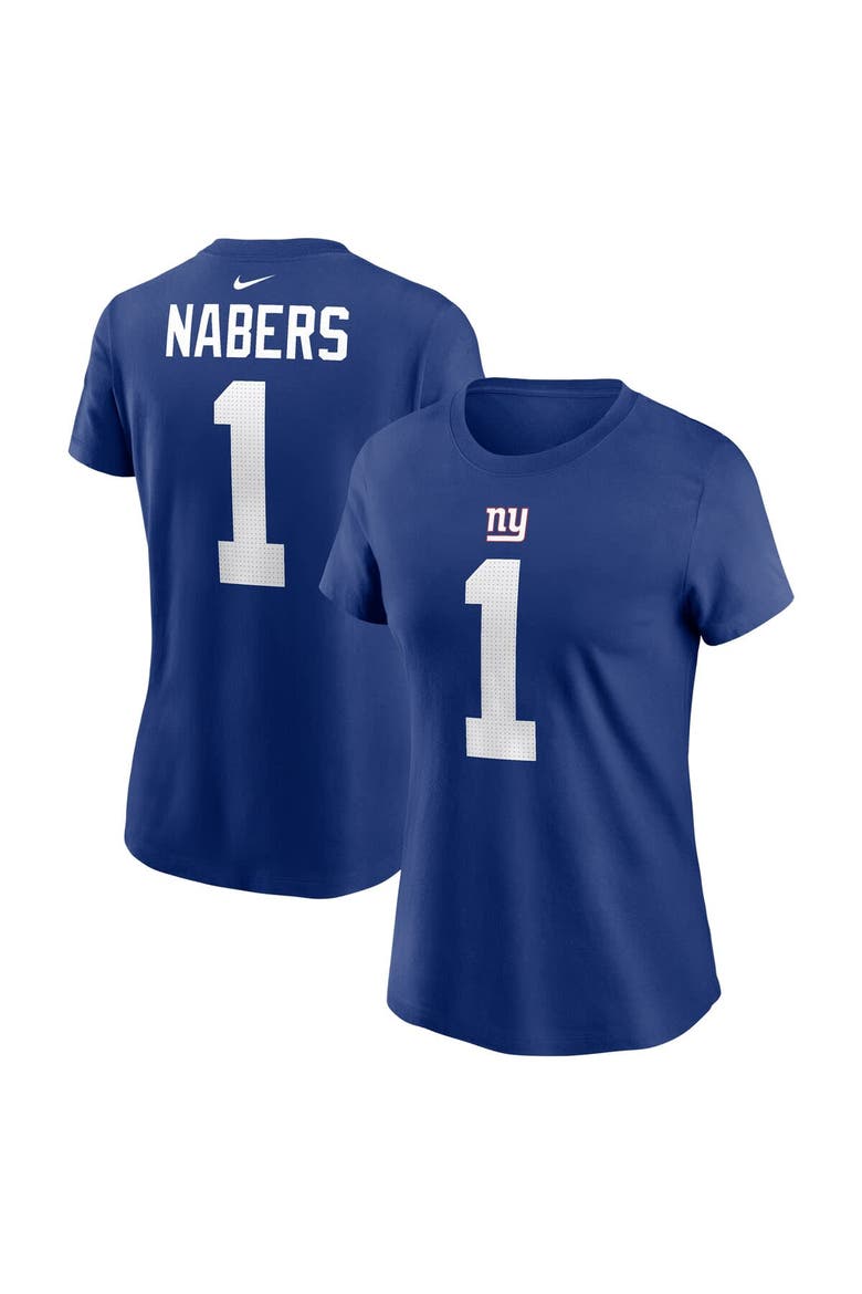 Women's Nike Malik Nabers Royal New York Giants  Name & Number T-Shirt, Alternate, color, Royal