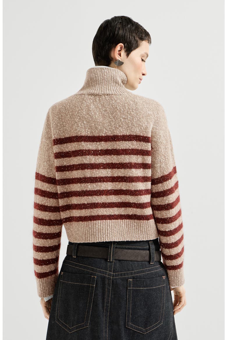 Soft virgin wool and cashmere turtleneck sweater with dazzling stripes, Alternate, color, Multicoloured