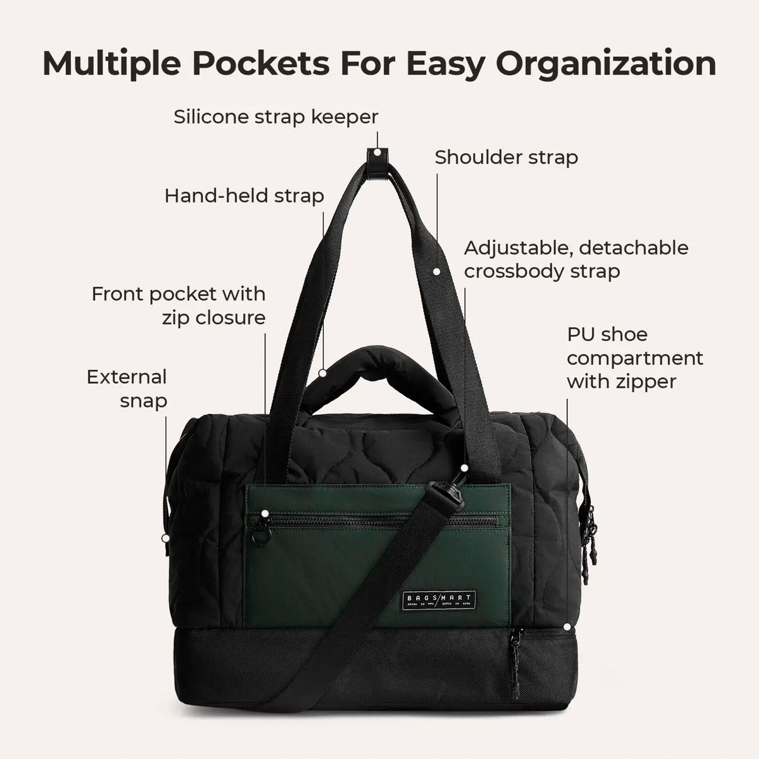 Bagsmart Paz 34L Laptop Duffle with Shoe Compartment, Alternate, color, Black
