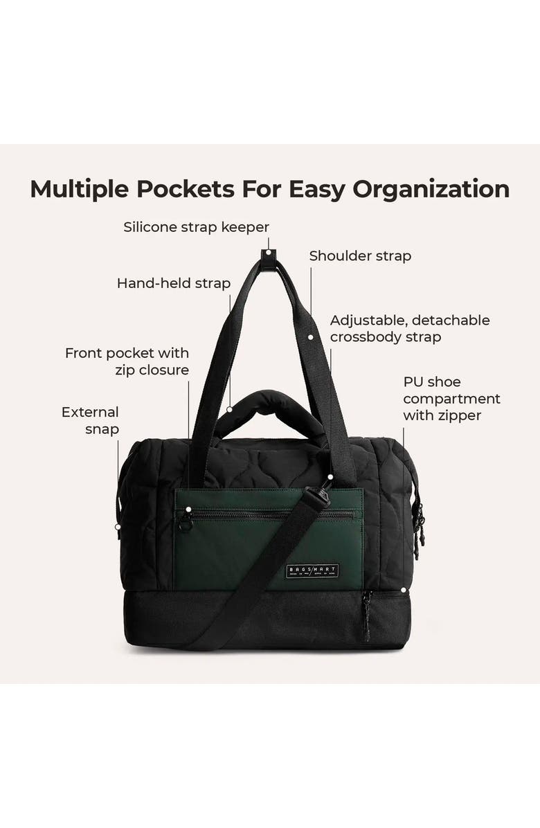 Bagsmart Paz 34L Laptop Duffle with Shoe Compartment, Alternate, color, Black