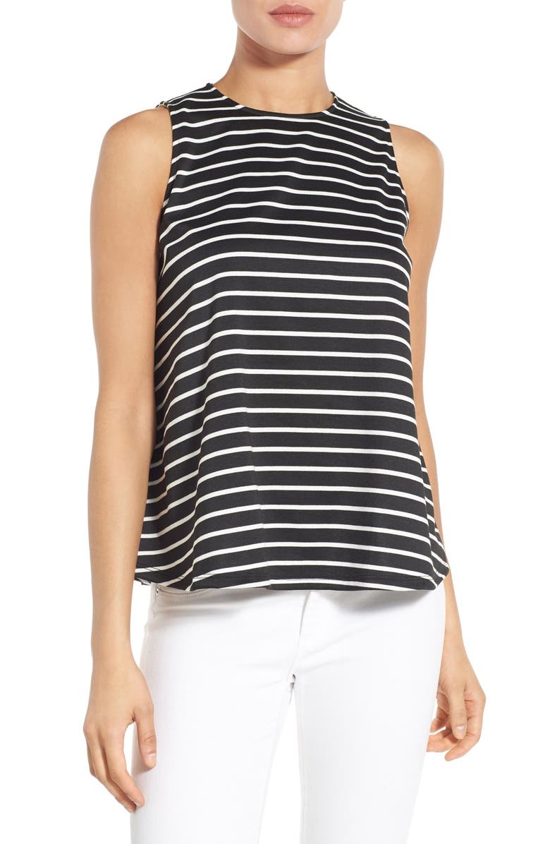 Bobeau Stripe Sleeveless Swing Top, Main, color,