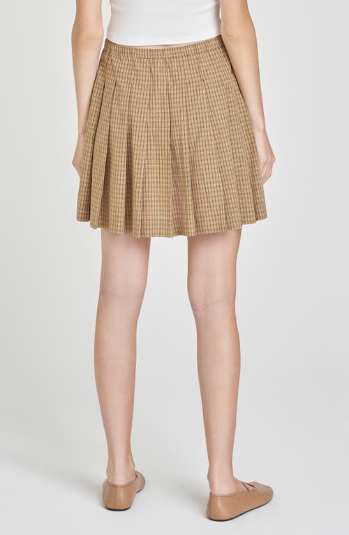 Wayf Sarah Plaid Cotton Drawstring Miniskirt In Brown