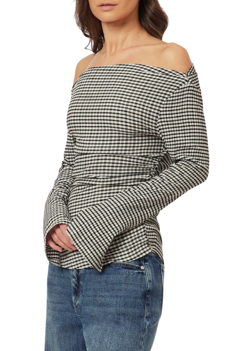 Gingham Seersucker Top, Alternate, color, METEORITE