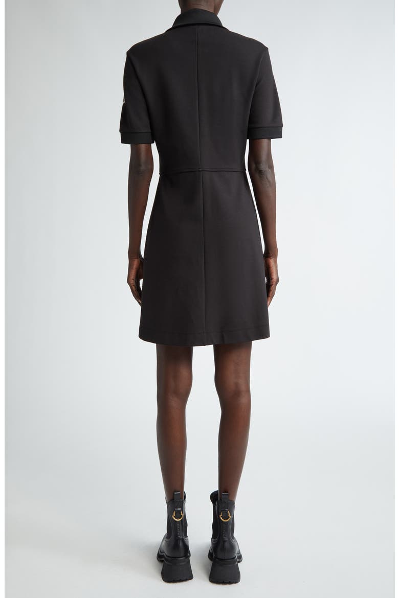 Zip Front Piqué Knit Polo Dress, Alternate, color, BLACK