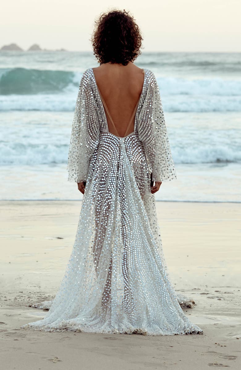 CHOSEN by One Day Toby Sequin High/Low Wedding Dress, Alternate, color,