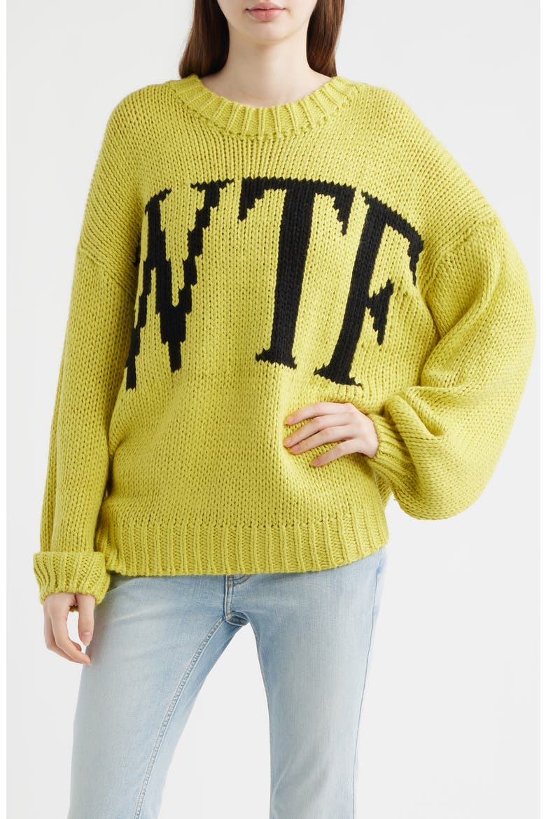 WTF Crop Sweater, Main, color, CHARTREUSE