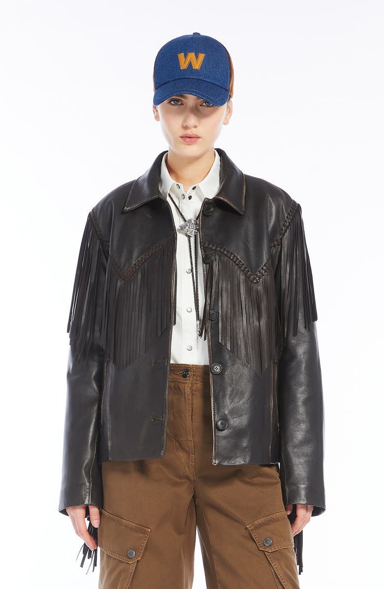 Weekend Max Mara Eracle Fringe Leather Jacket | Nordstrom