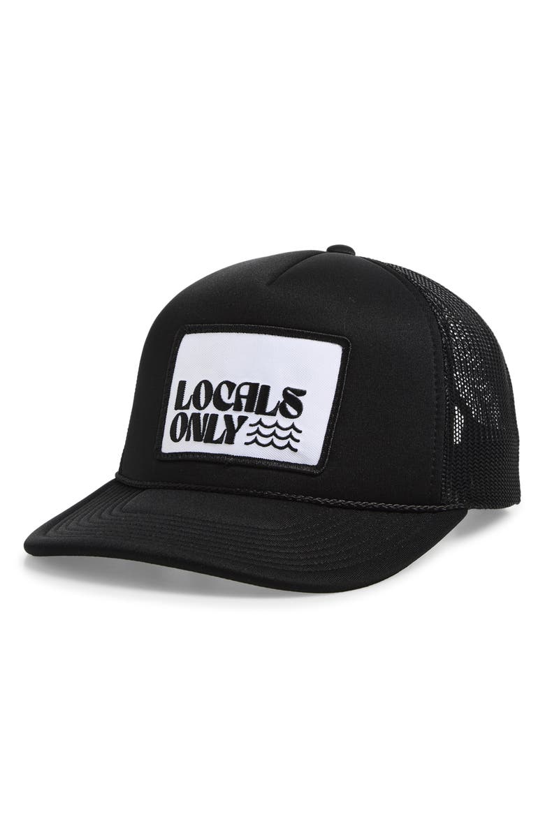 Local Beach Locals Only II Patch Snapback Trucker Hat, Main, color, Black
