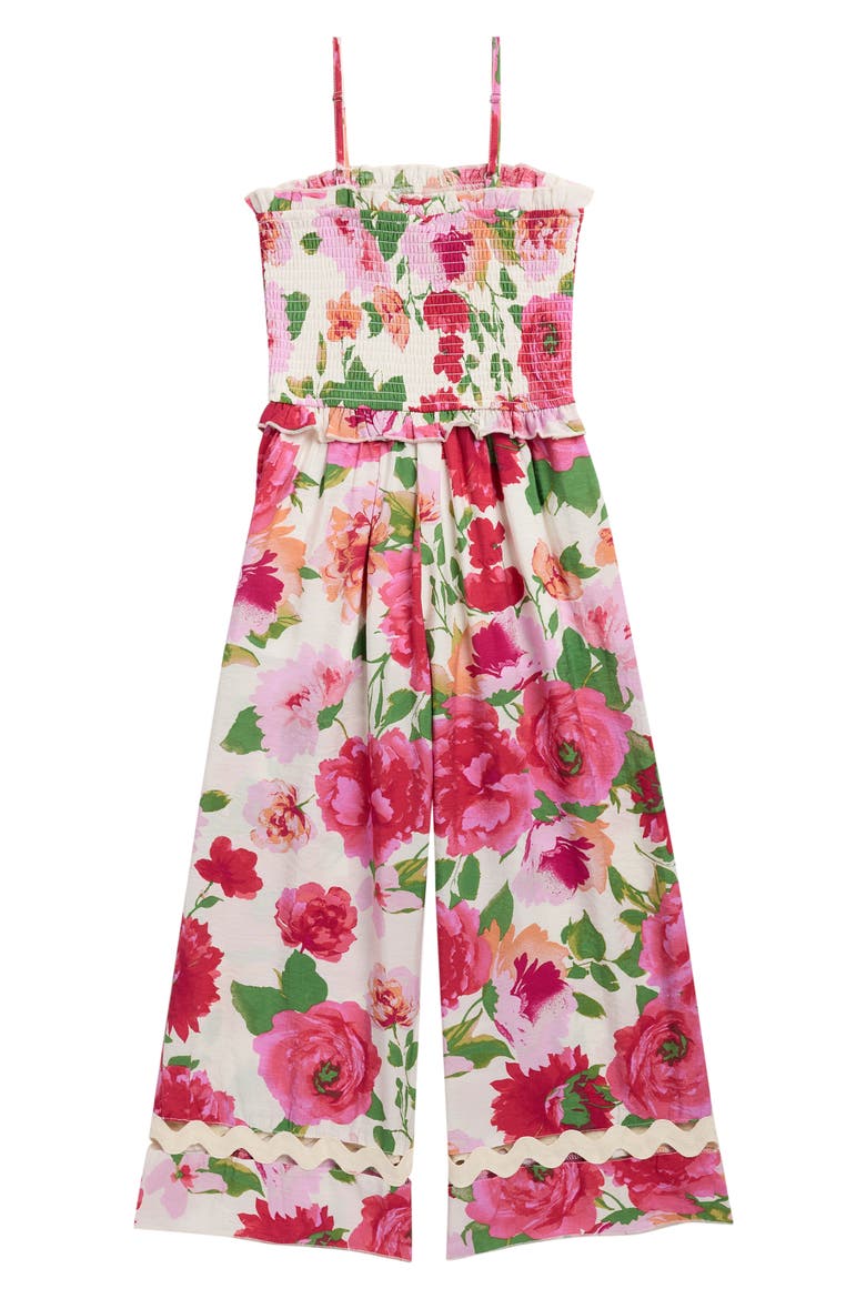 Kids' Floral Print Jumpsuit, Alternate, color, PINK FLOWER