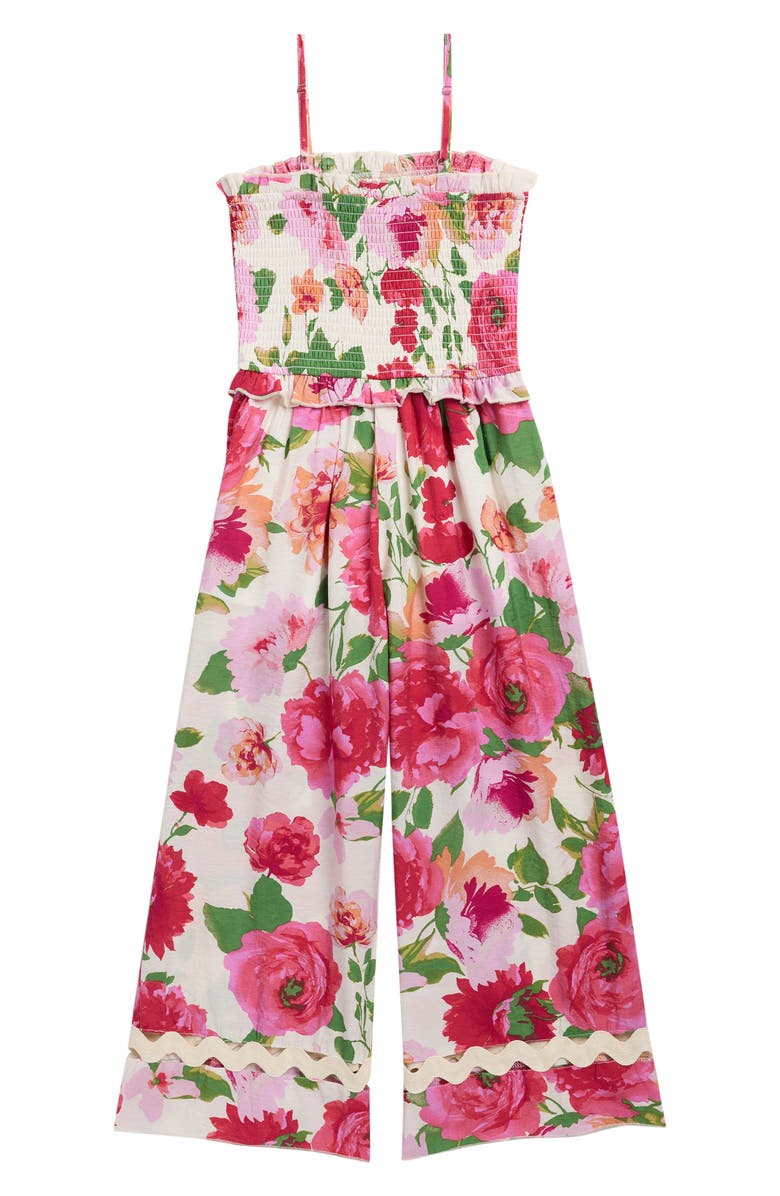 Truly Me Kids' Floral Print Jumpsuit, Alternate, color, Pink Flower