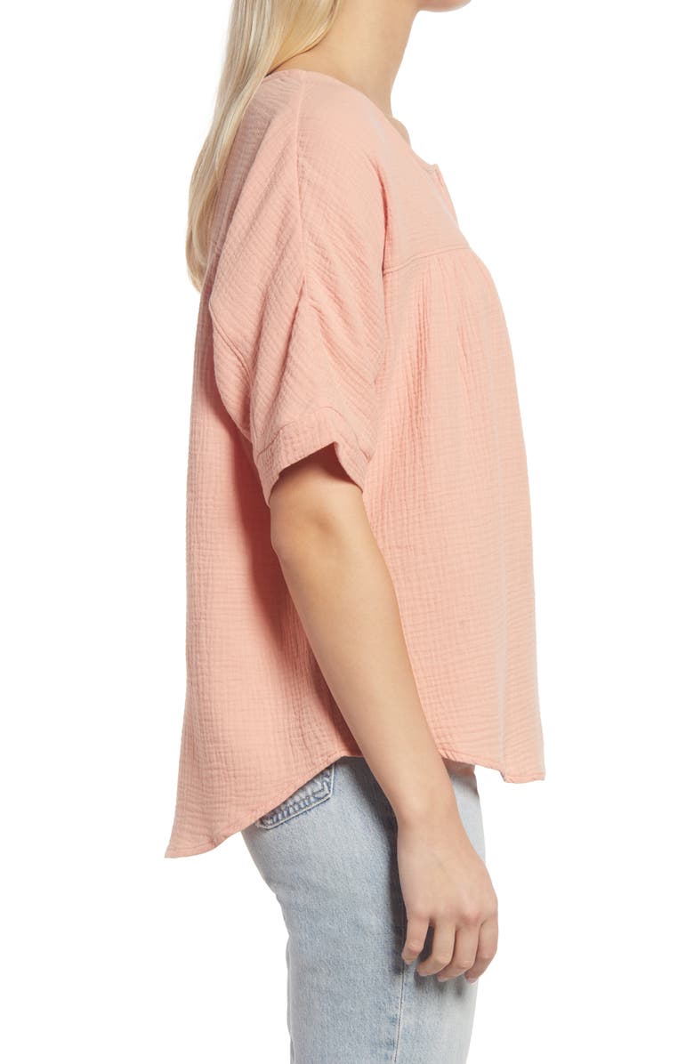 GIBSONLOOK Cotton Gauze Top, Alternate, color, Peach Papaya