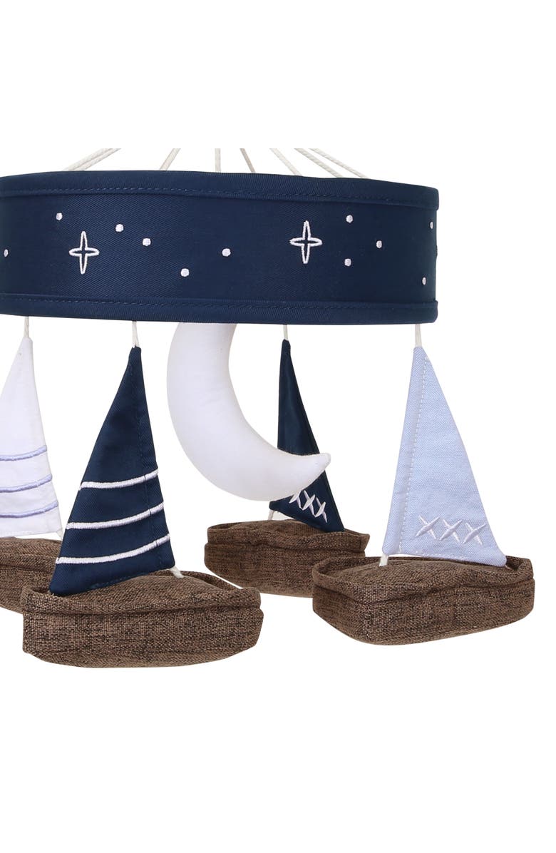 Lambs & Ivy Little Skipper Sailboat & Moon Musical Baby Crib Mobile Soother Toy, Alternate, color, Blue