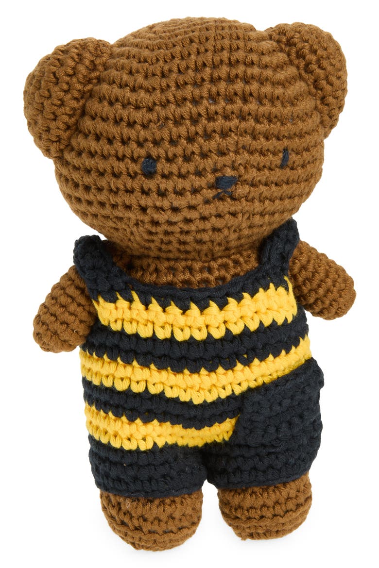 Boris & His Bee Stripe Overalls Crocheted Stuffed Animal, Main, color, YELLOW