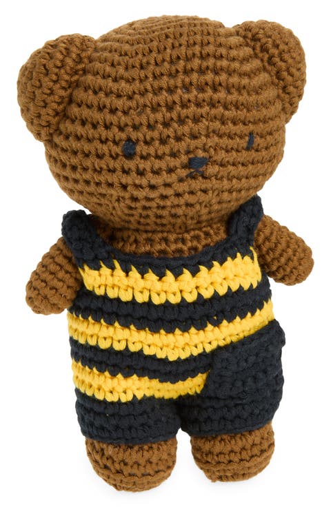 Boris & His Bee Stripe Overalls Crocheted Stuffed Animal