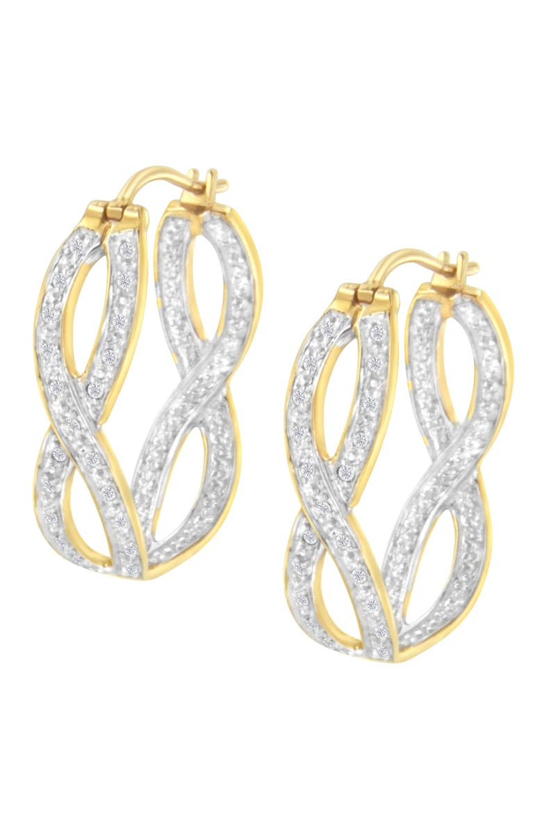 Haus of Brilliance 10K Yellow and White Gold 1/4 Ct Diamond Double Infinity Hoop Earrings, Alternate, color, Yellow