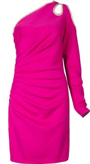 SHO by Tadashi Shoji One-Shoulder Long Sleeve Stretch Cocktail Dress