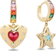 EYE CANDY LOS ANGELES Estella Cubic Zirconia Heart & Star Drop Huggie Hoop Earrings