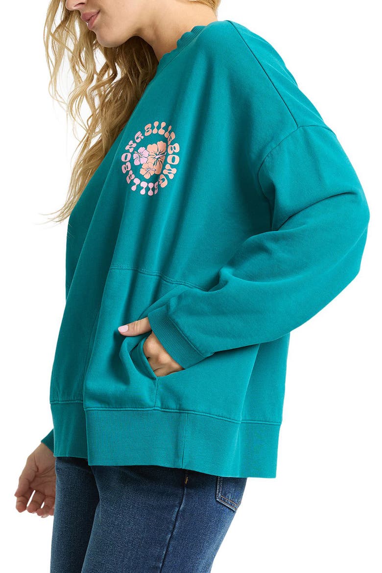 Pinky Keen Palm Graphic Sweatshirt, Alternate, color, DEEP LAGOON