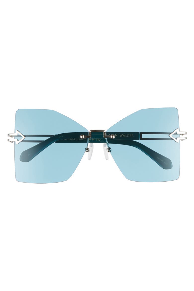 Wanderlust 61mm Butterfly Sunglasses, Alternate, color, SHINY SILVER/ EMERALD