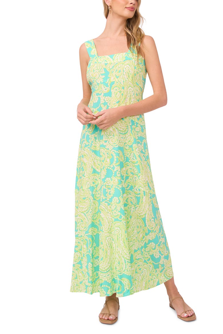 Paisley Maxi Sundress, Main, color, LIME PRESS