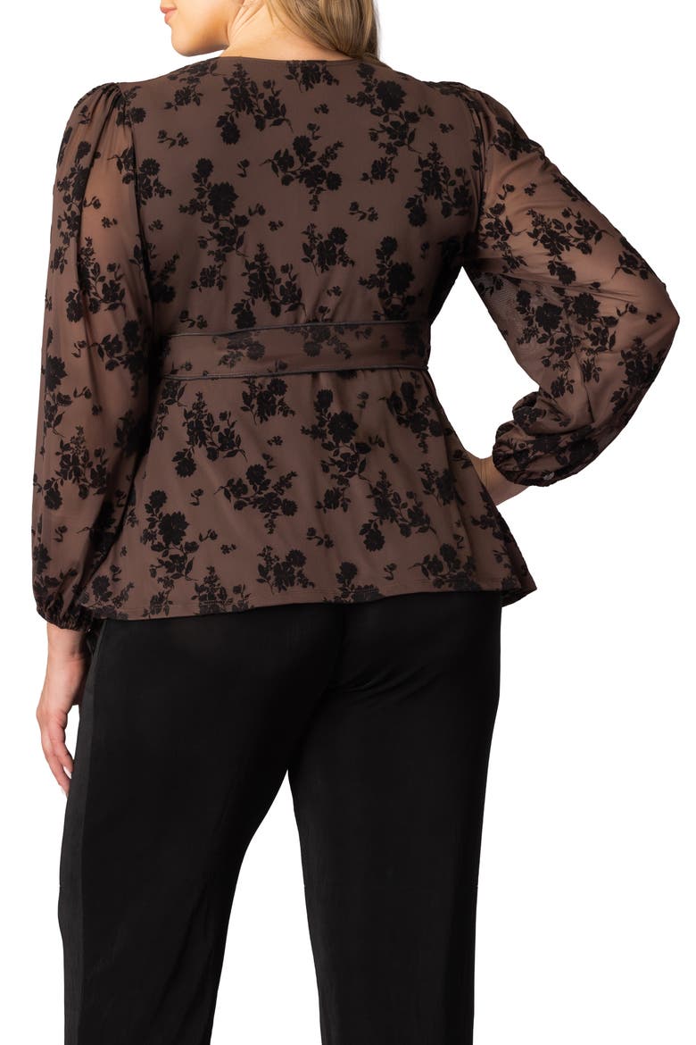 Alissa Print Wrap Top, Alternate, color, SABLE FLOCKED FLORALS