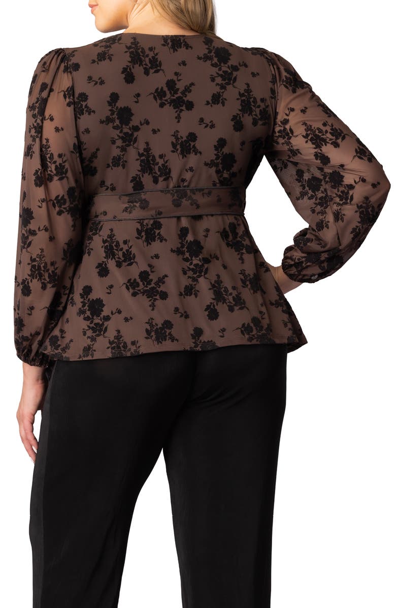 Kiyonna Alissa Print Wrap Top, Alternate, color, Sable Flocked Florals