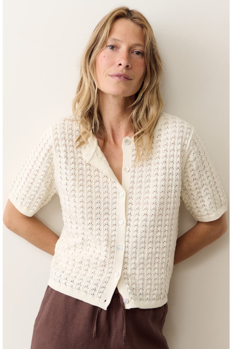 Lucia Pointelle Cardigan, Alternate, color, ANTIQUE WHITE