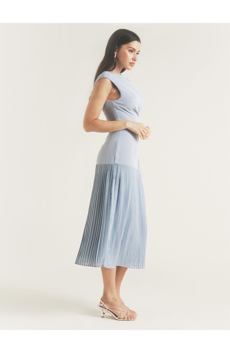 Six Stories Pleated Cap Sleeve Maxi Dress, Alternate, color, Blue