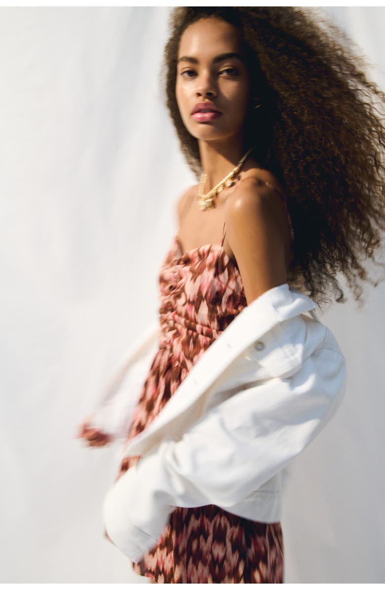 H&M Printed Strappy Dress, Alternate, color, Brown/Patterned