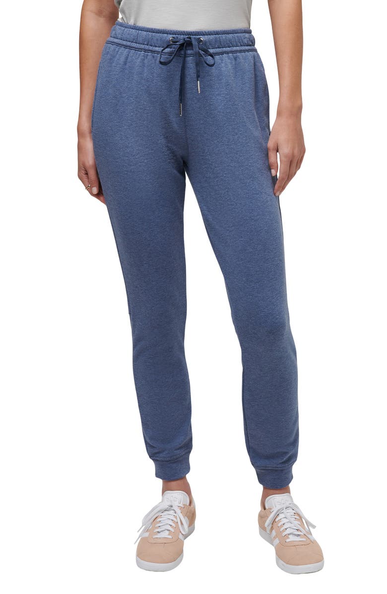 TravisMathew Cloud Drawstring Fleece Joggers, Main, color, Heather Navy