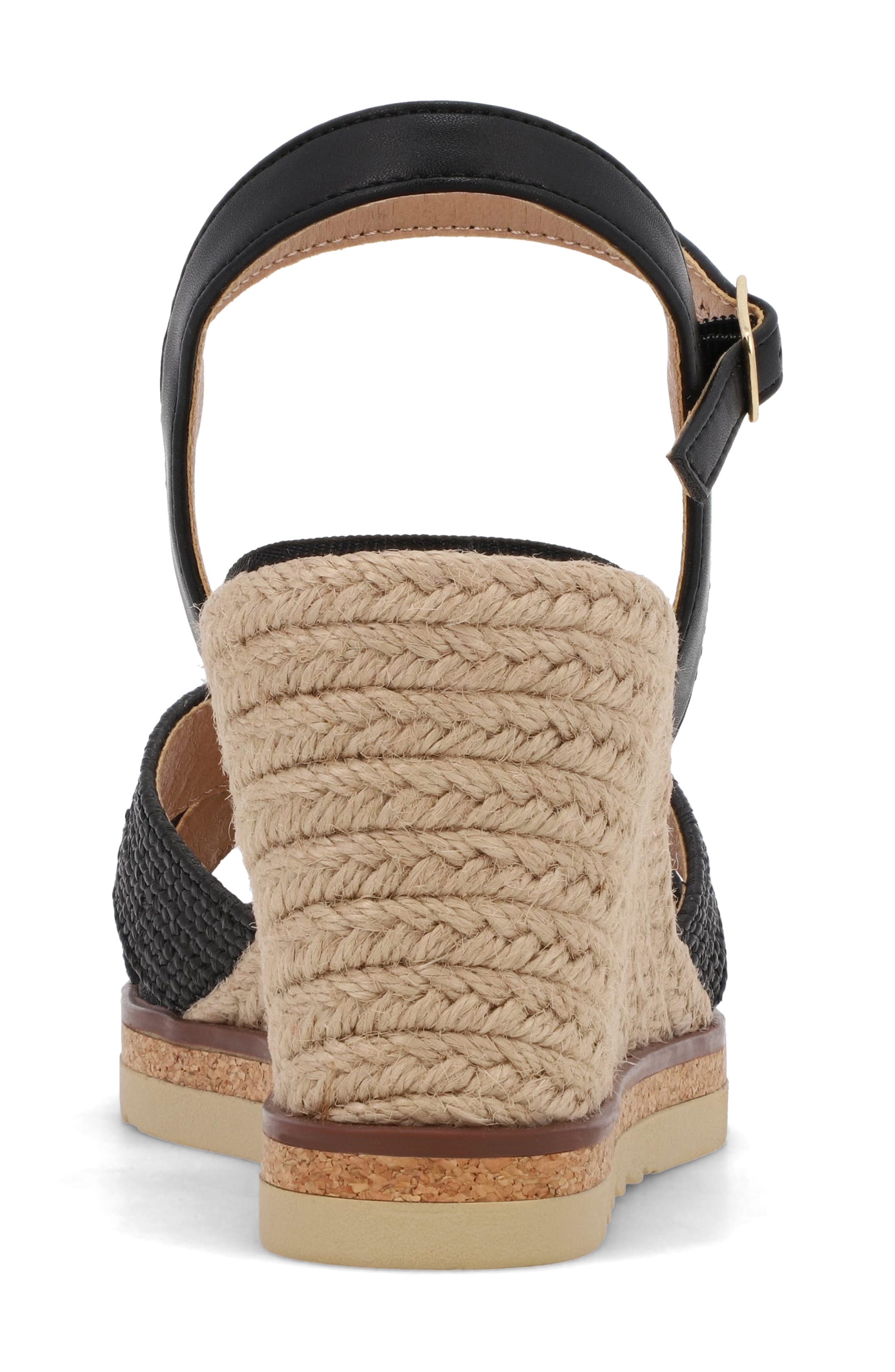 MIA AMORE Allisha Espadrille Wedge Sandal, Alternate, color, Black