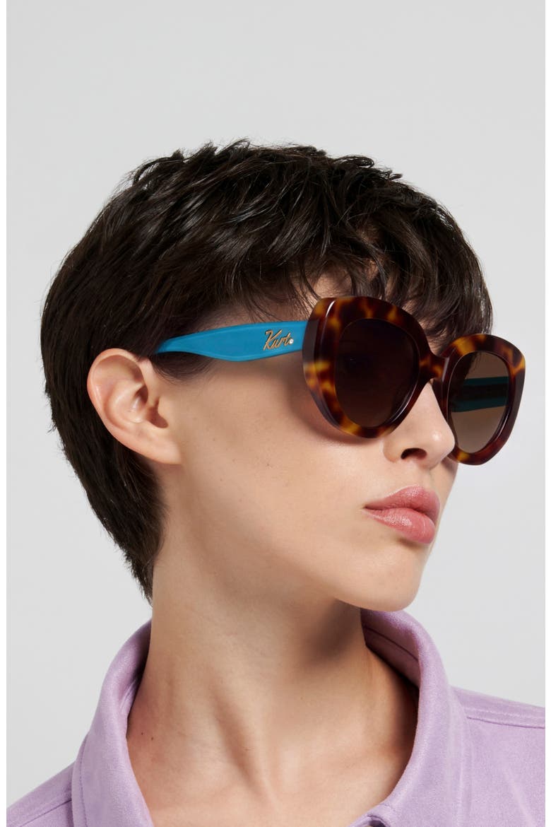 52mm Round Geometric Sunglasses, Alternate, color, HAVANA/ BROWN SF