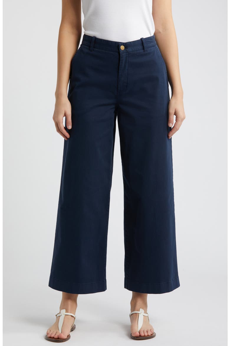 Ultra High Rise Wide Leg Twill Pants, Main, color, NAVY BLAZER
