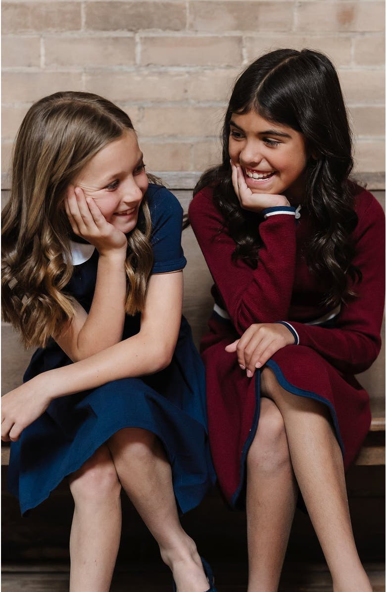 Hope & Henry Girls' Pleated Ponte Dress with Collar, Kids, Alternate, color, 