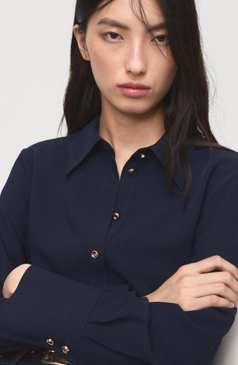 MANGO Button-Up Shirt, Alternate, color, Navy