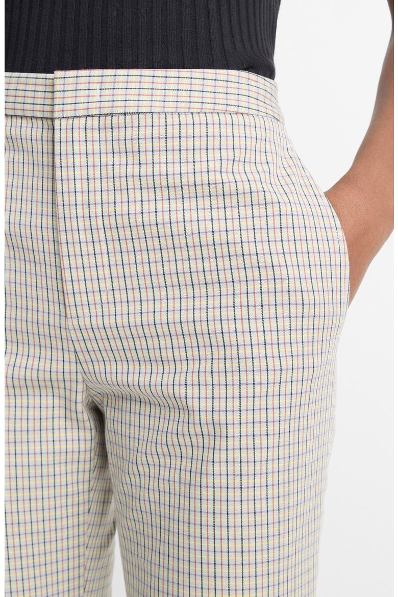Gardeners Check Stretch Cotton Kick Flare Pants, Alternate, color, STONE/TAN