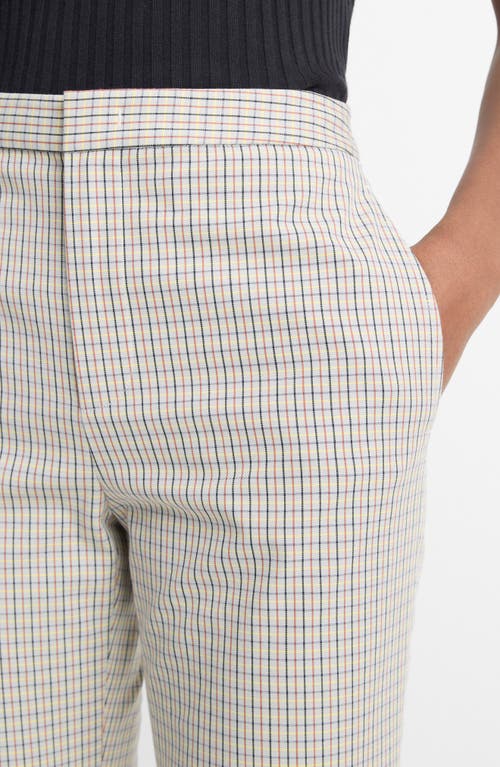 Vince Crop Flare Gardeners Check Pants In Stone/tan